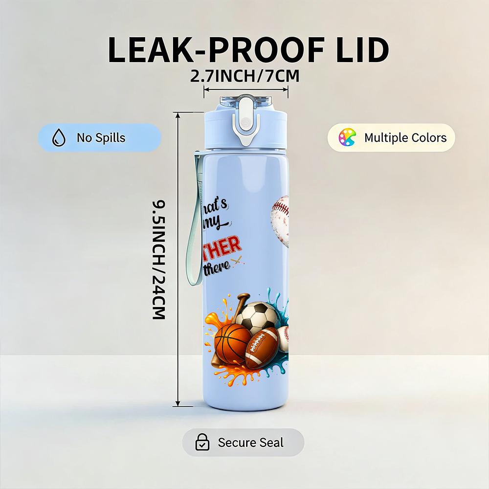 1PC Sport Ball Baseball Graphic 750ml Color Plastic Water Bottle Leakproof Flip Straw Lid For Sports Office Home Use