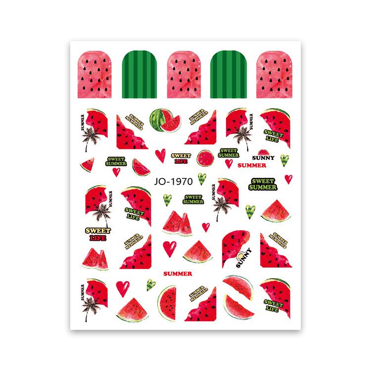 Fruit Series Nail Art Stickers: Lemon, Pineapple, Watermelon, Banana, Strawberry