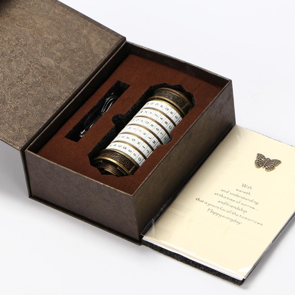 Da Vinci Password Lock Gift Box - Mini Cryptex With Hidden Compartment For Jewelry, Notes & Romantic Gifts