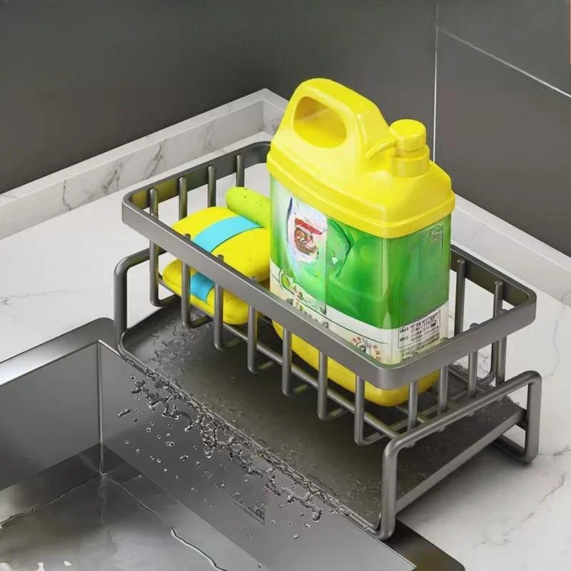 Kitchen Sink Drain Rack Organizer Sponge Storage Faucet Holder Soap Drainer Towel Rack Stainless Steel Self-draining Sink Shelf