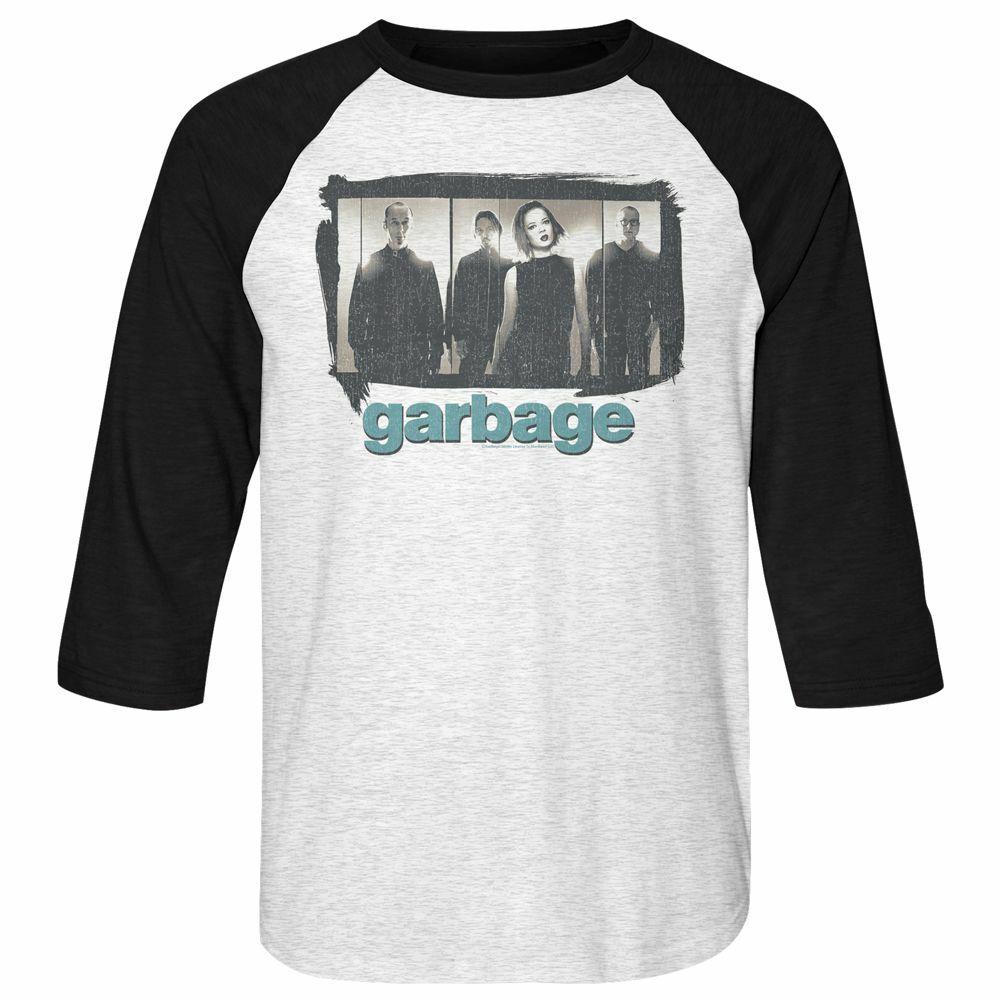 

Garbage Garbage Panels White Heather/Vintag wbr/ e Black Raglan T-Shirt Mens Womens Tees Top L