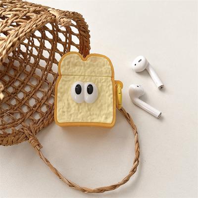 Étui d'écouteurs sans fil 3D Little Eyes Bread pour AirPods Pro 2 Couvercle de chargement pour AirPods 4 2024 Accessoires pour écouteurs en silicone