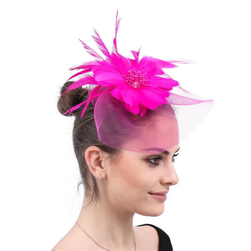 Kadın Çiçek Saç Tokası Kafa Bandı Mini Silindir Şapka Düğün Fascinator Kraliyet Ascot Yarışı