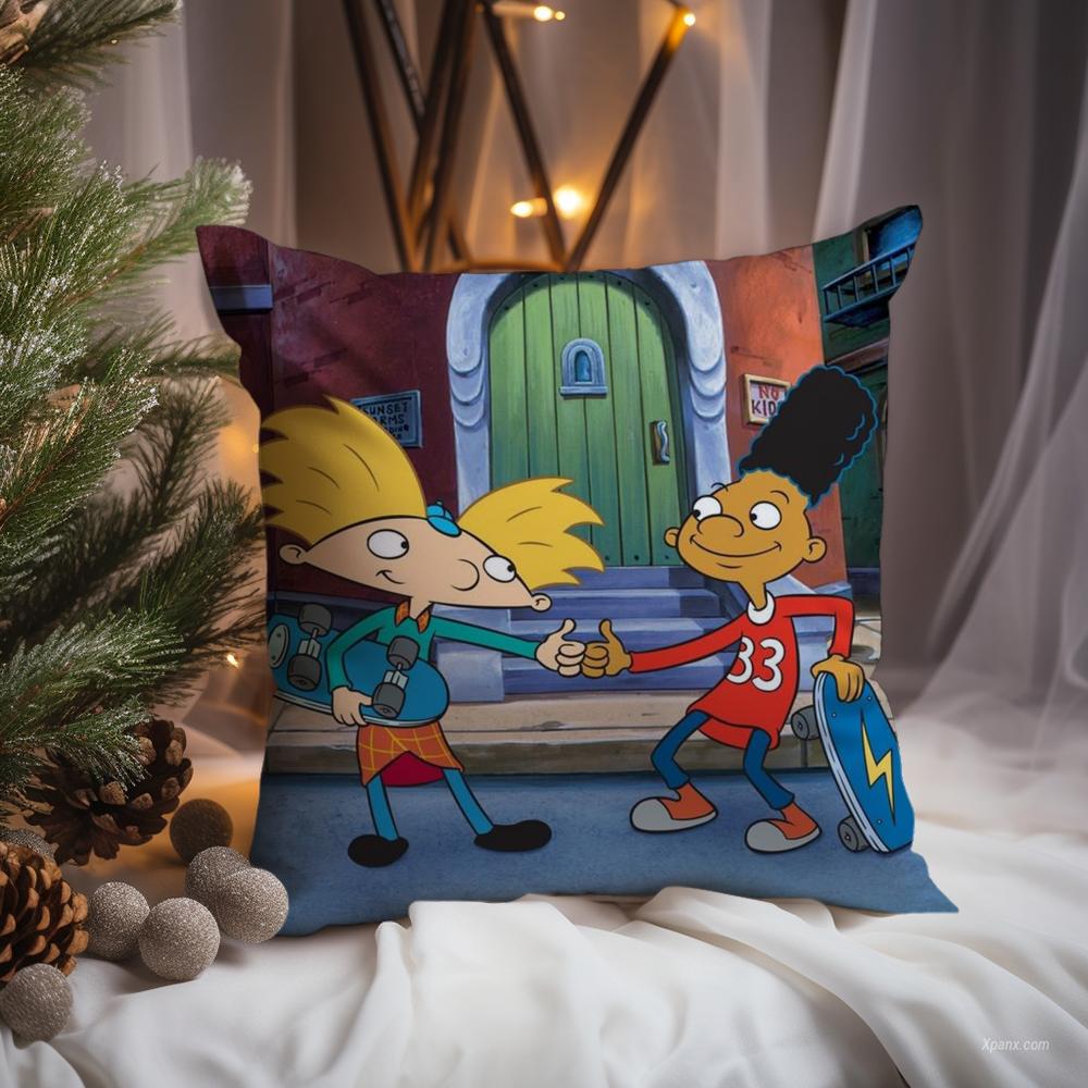 Anime H-Hey Arnold Cushion Cover Premium Comfort Reversible Pillow Cove -Two In One Design for Any Room & Car Interior