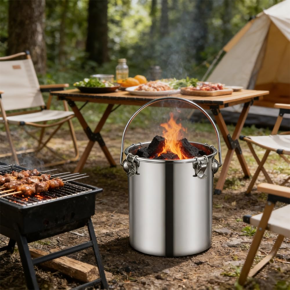 YFFSFDC Instant Fire Extinguisher, Stainless Steel Charcoal Extinguisher, for Camping, BBQs, and Bonfires