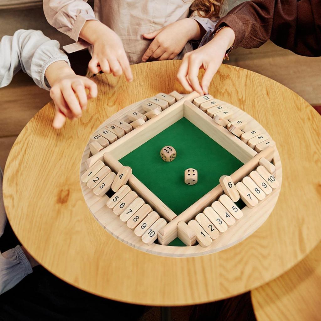 Shut The Box Educational Toys,Multicolor 4 Player Interactive Interesting Wood Tabletop Game