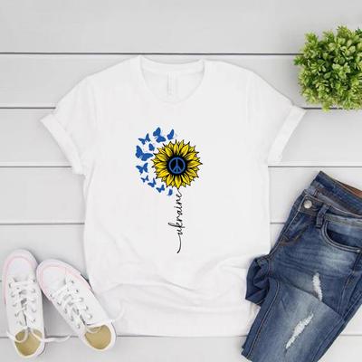 Sunflower Ukraine T-Shirt Ukraine T-Shirt Damen Kurzarm Grafik T-Shirts Streetwear Casual Rundhals T-Shirts Damen Kleidung