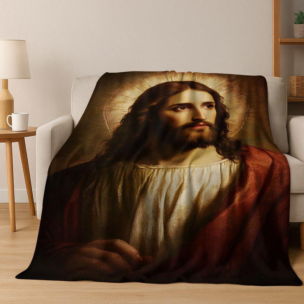 26 Style Faith Virgin Mary Jesus Blessed Flannel Blanket,Cozy Soft Throw Blanket for Home Bedroom Bed Sofa Picnic Cover Gift Kid