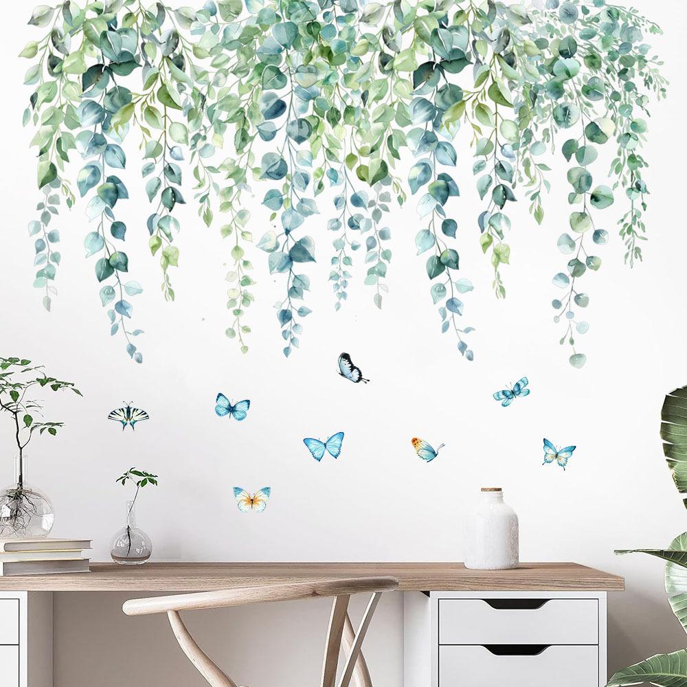 Flower Plants Wall Stickers Home Decoration Bedroom Adhesive Decals Wallpaper