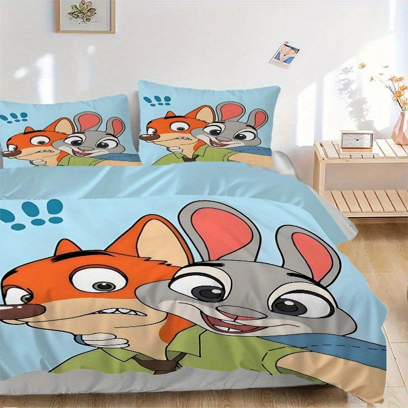 

3pcs Nick, Judy Printed Bedding Set, Breathable And Soft, Machine Washable, Christmas Gift Birthday Gift, Bedroom Decoration 135x200cm