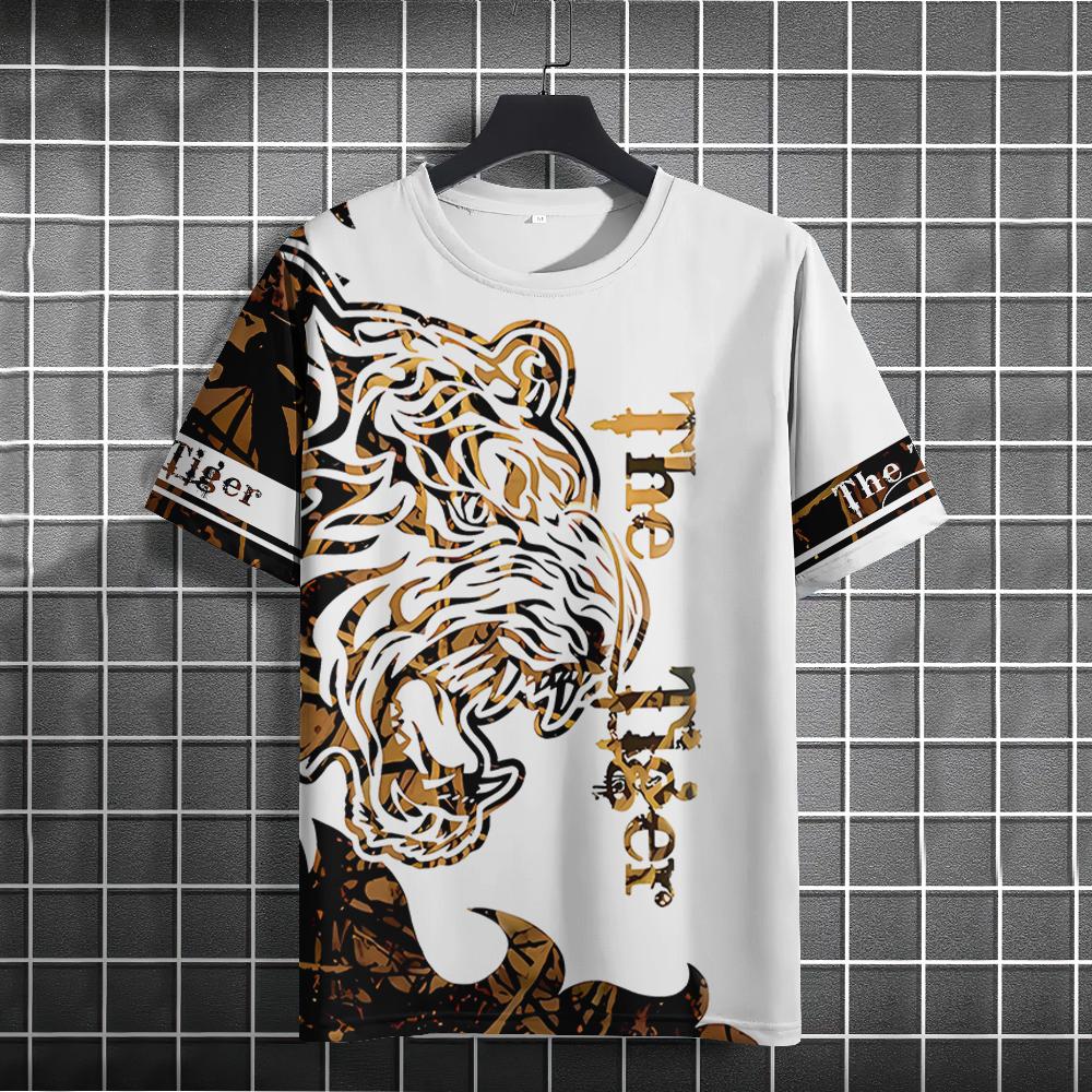 Fierce Animal 3d Print T-Shirts For Men Vintage Men's T-Shirt Summer Short Sleeve Tops Fashion Oversized Tees Men Streetwear New