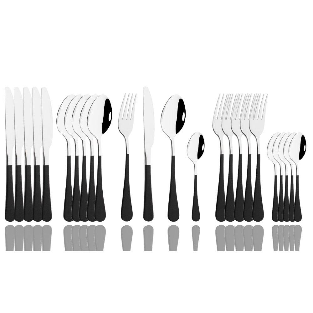 24Pcs Mirror Polished Blue Cutlery Set Stainless Steel Dinnerware Set Knife Fork Coffee Spoon Tableware Set Kitchen Dinner Silverware Set