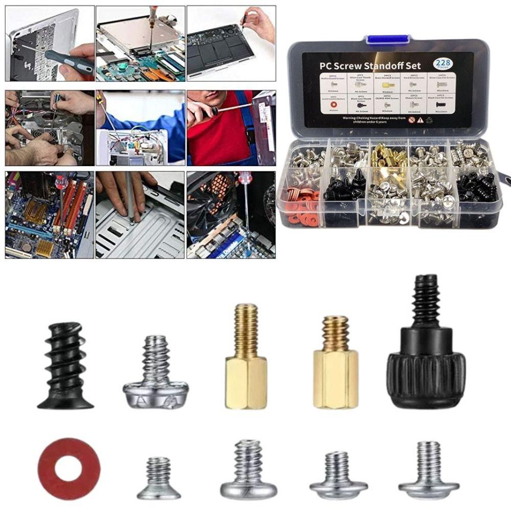 228pcs Computer Repair Bolt Assortment Kit Hardware Tools Washer Assortment Kit  Computer DIY