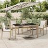 VidaXL Table de jardin plateau en verre Résine tressée verre trempé 319553