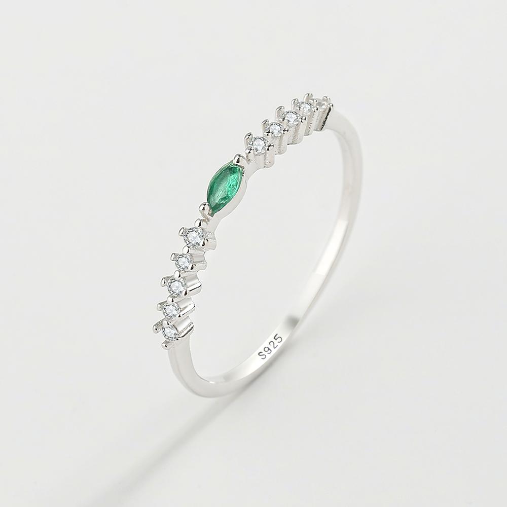 

Простые классические кольца из стерлингового серебра 925 пробы для женщин, простые кольца с зеленым цирконом, обручальные кольца, вечерние украшения, подарки на день рождения 8 серебряный