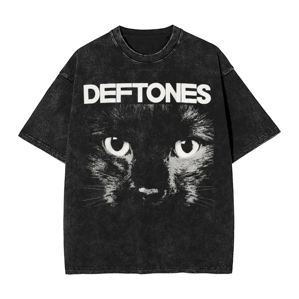 New Arrival Mens Clothes Ohms White Pony Deftones Rock Band Washed Short Sleeved Round Neck Y2k Tshirt Men Clothing Camisetas