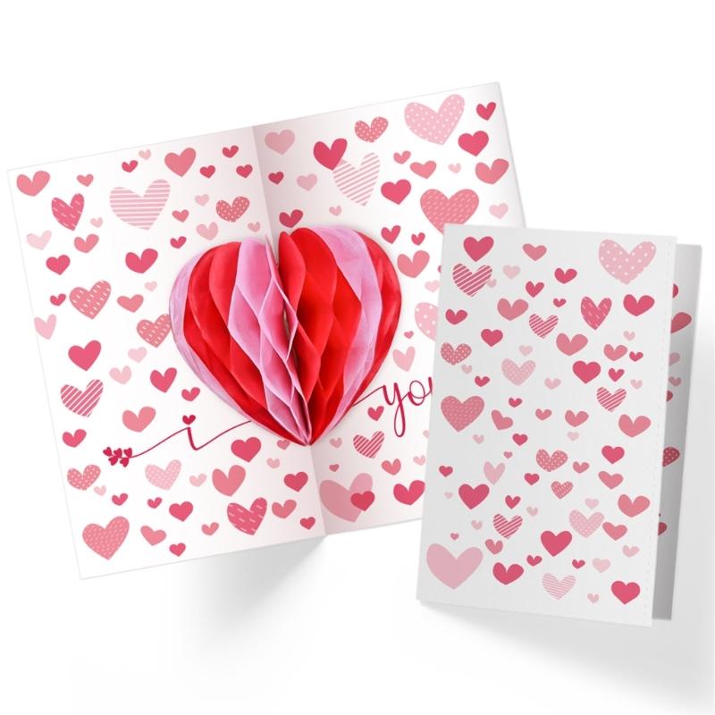 3D Popup Valentine's Day Card for Unique Party Celebration Handmade Greeting Card with Envelope Elegant Birthday Gift