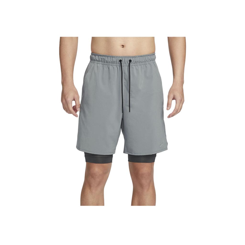 Nike Dri-FIT Unlimited Solid Logo Embroidered Two-In-One Casual Shorts Men Shorts Smoke-Gray DV9335084