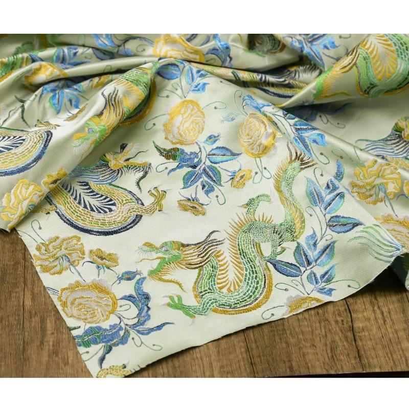 

100x150см Цветок Дракон Красочная Вышитая Жаккардовая Ткань DIY Китайский Стиль Ретро Креативное Пальто Ханфу Платье Одежда 50x150cm
