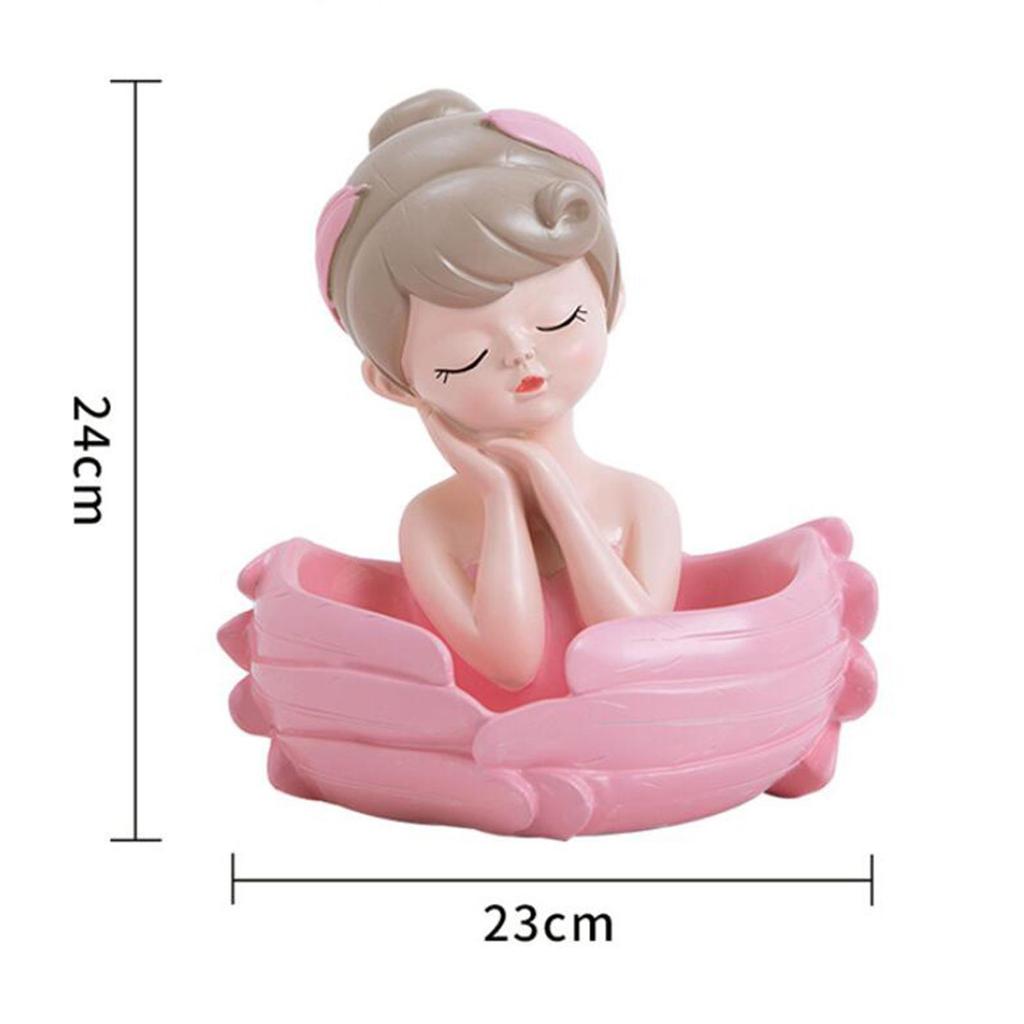 Girl Decorative Storage Box Angel Resin Statue Figurine Desktop Organizer for New Year Housewarming Jewelry Trinket Bookshelf