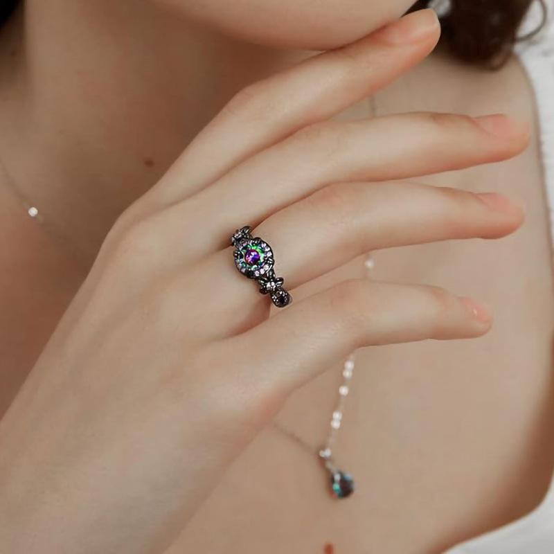 Sweet and Cool Colorful Ring Woman, Bow Flower Elegant Accessories, Niche Gentleness