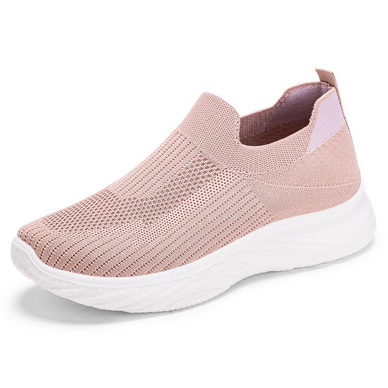 Men's Breathable Slip-On Sock Shoes, Odor-Resistant, Solid Color, Versatile Flyknit Shoes, Casual Couple's Wear