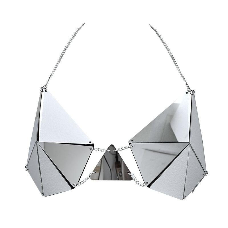 

Тяжелый металл ромб боди цепочка нишевый дизайн панк-рок бюстгальтер модные аксессуары для тела серебряный