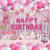 Pink Heart Love Birthday Party Balloon Set with Tinsel Decorations