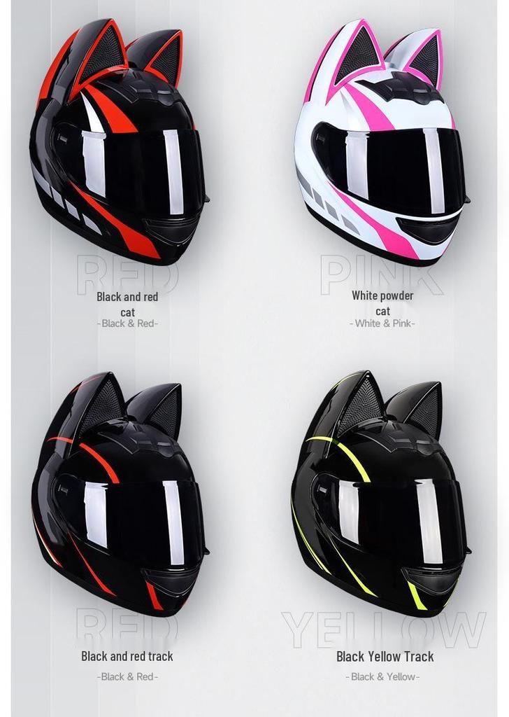 Universal Full Face Motorcycle Helmet with Cat Ears for Men and Women