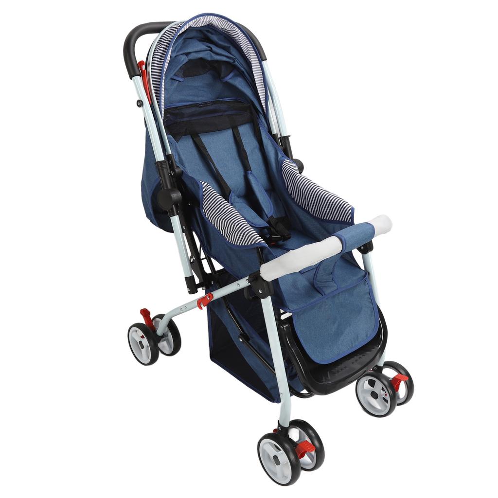 Baby Faltkinderwagen mit Aufbewahrungskorb, Getränkehalter, Zwei-Wege-Schieber, 5-Punkt-Gurt, Sonnenschutz-Kinderwagen