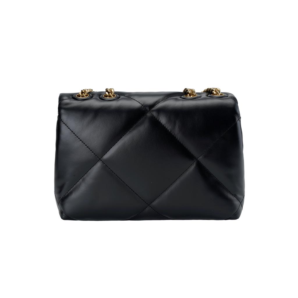 Tory Burch Kira Gold Metal Hardware Magnetic Closure Napa Leather Crossbody Shoulder Bag Small Women Bags Black 161287-001