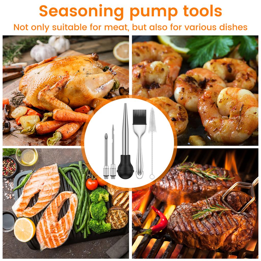 Seasoning Sauce Injection Pump BBQ Meat Syringe Turkey Chicken Squirt for Home Kitchen Cooking Marinade Tool Injection Dropper