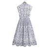 Spring/Summer 2025 Women's Slim Fit Embroidered V-Neck Dress with Hollow Design.