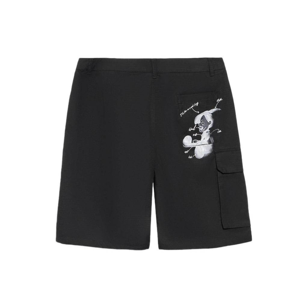 Li-Ning Sport Life Series Hand-Painted Cartoon Print Button Casual Shorts Men Bottoms Black AKSS431-2