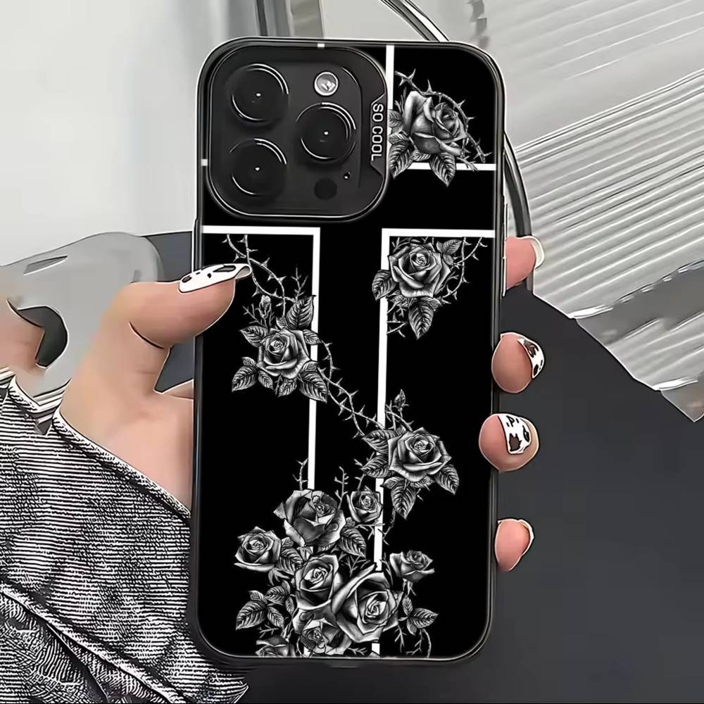 C-Cool Dark Catgothic C-Cross Phone Case For iPhone 17,16,15,14,13,12,11 Plus,Pro Max,XS,Colorful Silver Black Cover