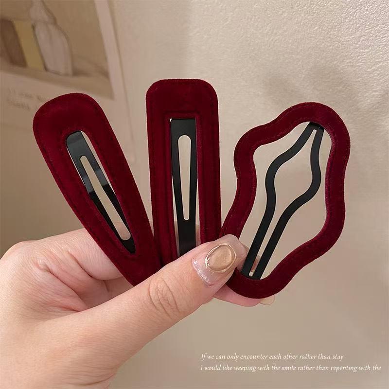 French Retro Red Cloud Waterdrop Hair Clip for Women - 2025 Temperament BB Side Clip Headwear