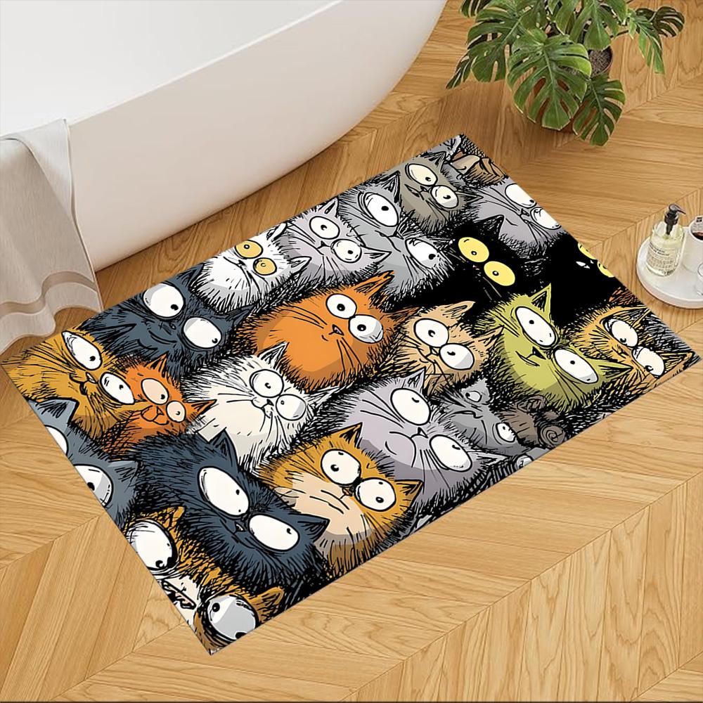 Cute Cat Square Carpet Rug Non-slip Rug for Living Room, Bedroom, Study Room, Hallway Decoration, Perfect for Home Decoration or Holiday Gifts