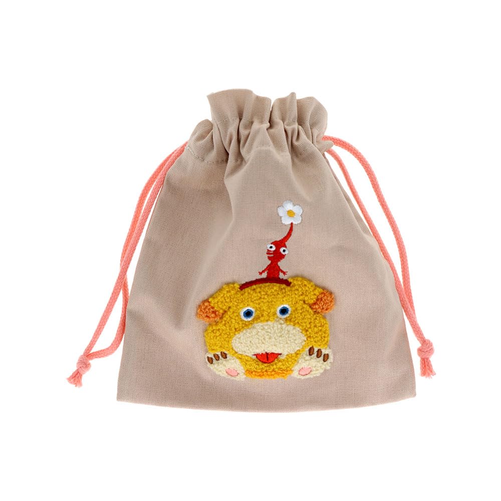 Sunstar Stationery Pikmin Nintendo Goods Drawstring Sagara S2336669 Bag, Embroidery, Beige,