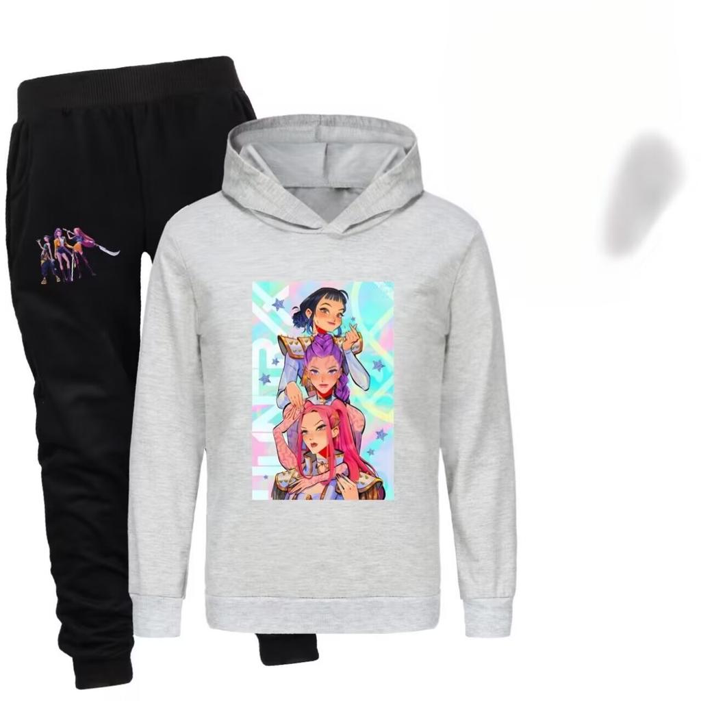 Kpop Witch Hunt Group Printed Boys and Girls Hoodies+Sports Pants Autumn Sweet and Comfortable Set