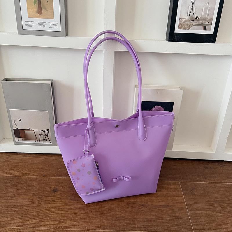 Jelly Color Pvc Clear Tote Bag Women Commute Shoulder Bag Large Capacity Waterproof Shopper Pouch Transparent Top Handle Handbag