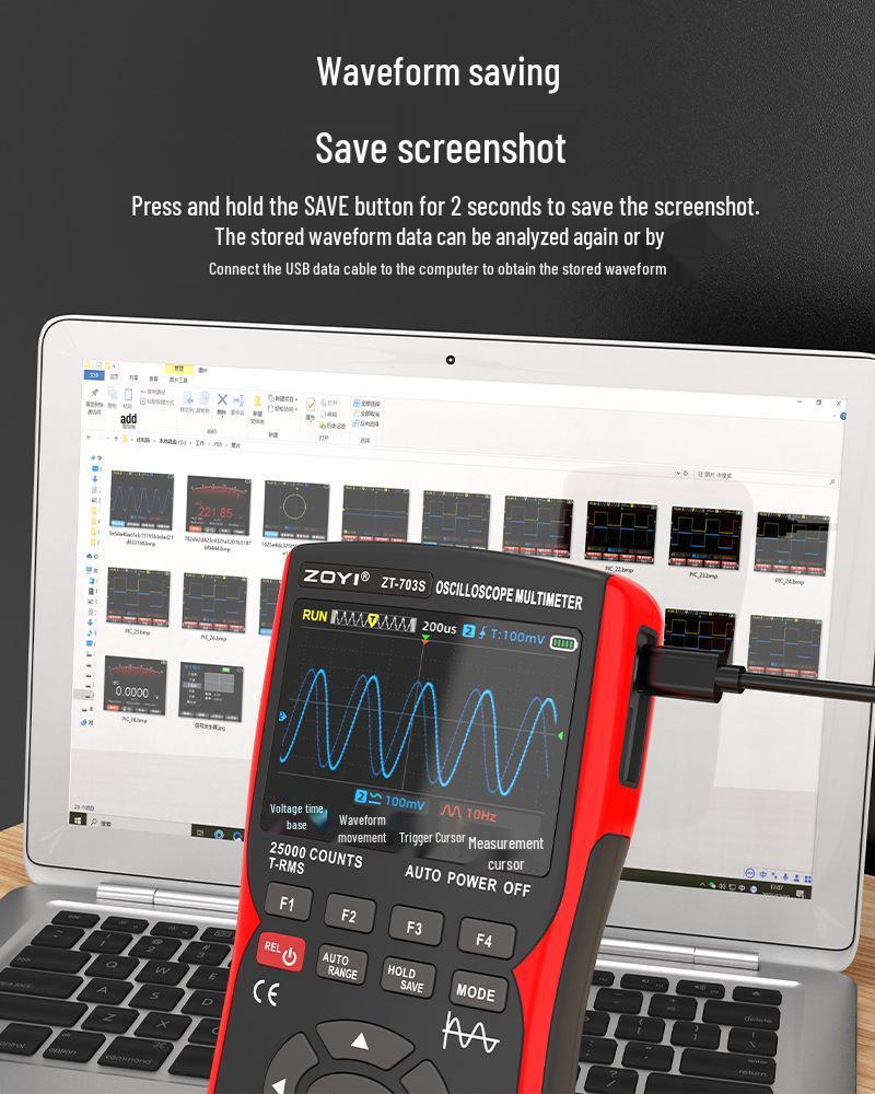 ZOYI Oscilloscope 702S/703S: Multifunction Multimeter & Signal Generator, High-Precision Three-in-One Device