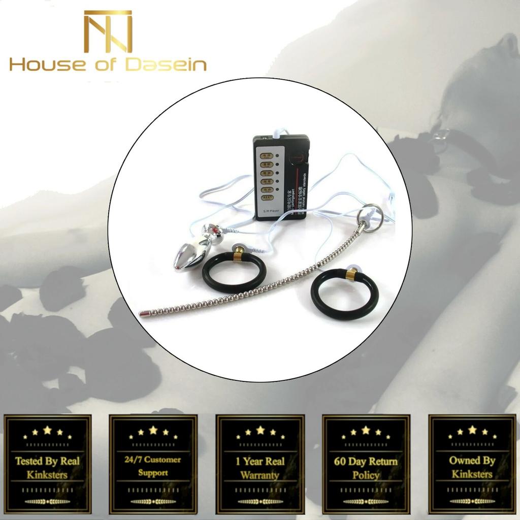 Black  Ring Anal Plug Urethral Sound Electric Electro Sex Stimulation Play  Rings