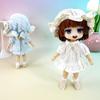 Xyrmync OB11 Outfit Set (Hat, Skirt, Lace Socks, Nightdress) - Suitable for Obitsu 11 112 BJD Dolls (11cm Body) (White)