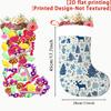 Christmas Decoration Fireplace Hanging Stocking 2D Flat Blue And White Polka Dot Snowman And Elk And Christmas