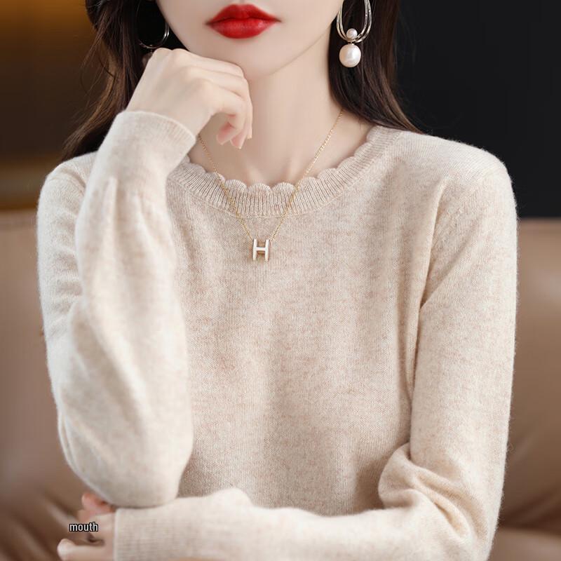 

Yuzhaolin Women s Round Neck Lace Knit Pullover Sweater One Size