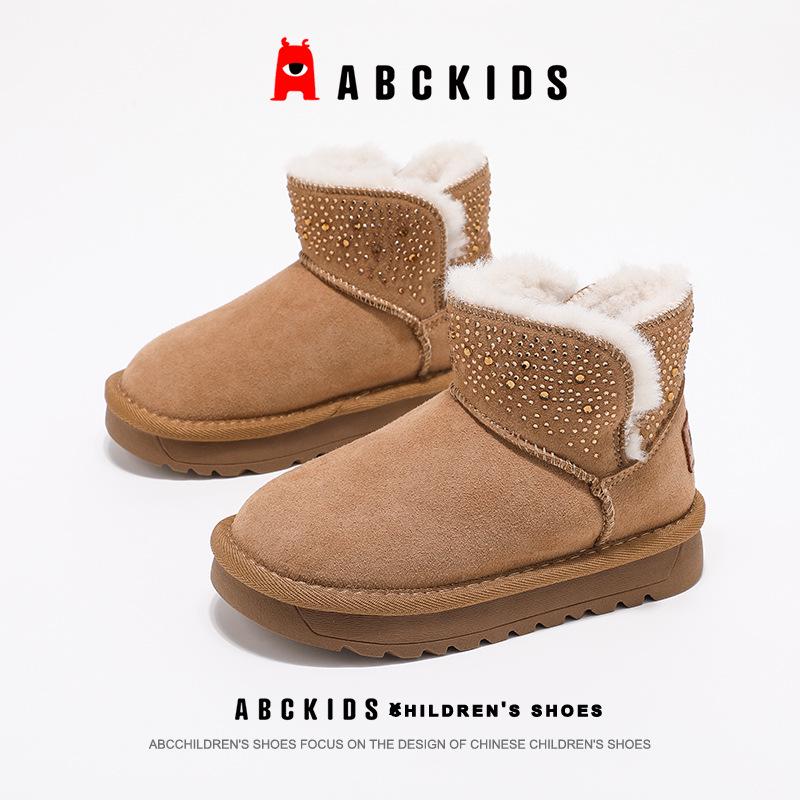 ABCkids 2025 Winter Snow Boots for Kids: Cold-Resistant, Fleece-Lined, Thick Cotton Boots for Boys & Girls 30