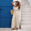2026 European & American Sleeveless Holiday Jumpsuit: Simple, Solid Color, Long Style