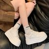 Summer new thick-soled non-slip heightening Korean version breathable leather surface casual white shoes fashionable women's single shoes