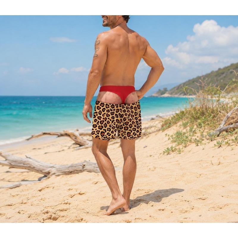 Funny Men’s Swim Trunks Fake Underwear Beach Shorts, Wide Load Birthday Gag Gift Summer Gag Gift for Men, Summer Vacation Shorts