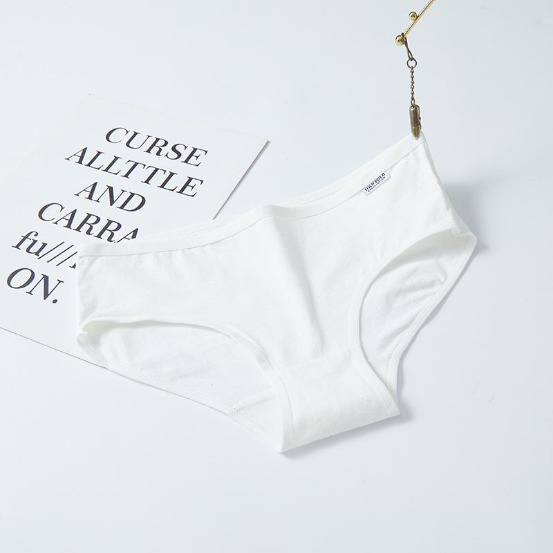 A001 Women's Mid-Waist Pure Cotton Solid Color Briefs